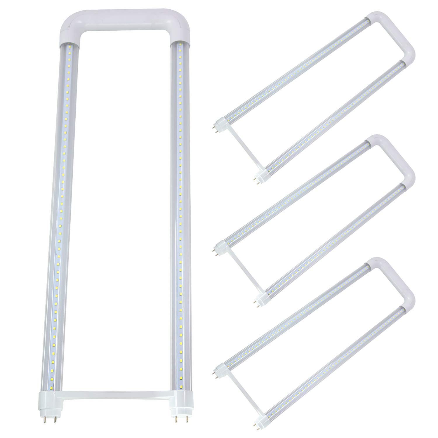 T8 T10 T12 U-Bend LED Light, Romwish 18Watt(40W Equivalent) 2x2FT U Bent LED Tube Bulbs, 6 in. Leg Spacing, 6000K Daylight, 2000 Lumens, Works without Ballast, Dual-Ended Powered, Clear Cover (4 Pack)