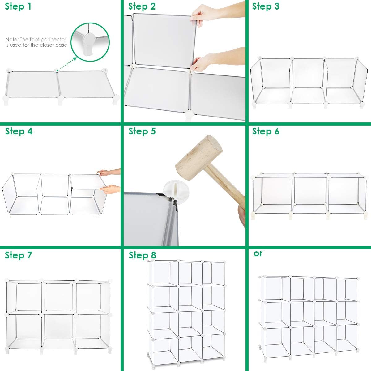 TomCare Cube Storage 12-Cube Book Shelf Storage Shelves Closet Organizer Shelf Cubes Organizer Plastic Bookshelf Bookcase DIY Square Closet Cabinet Shelves for Bedroom Office Living Room, White: Home & Kitchen