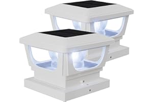 BRIGHTICONIC Solar Post Cap Lights Outdoor for 4x4, 3x3 – Auto On/Off Post Lights Solar Powered – Easy Install, IP65 Waterproof Deck & Fence Lights – Efficient 1500mAh Battery – 120 Lumen, Cool White