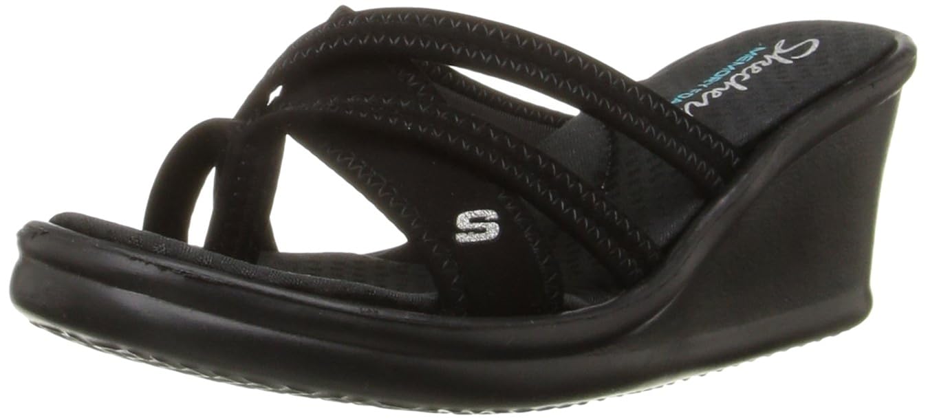 skechers cali women's rumblers-young at heart wedge sandal