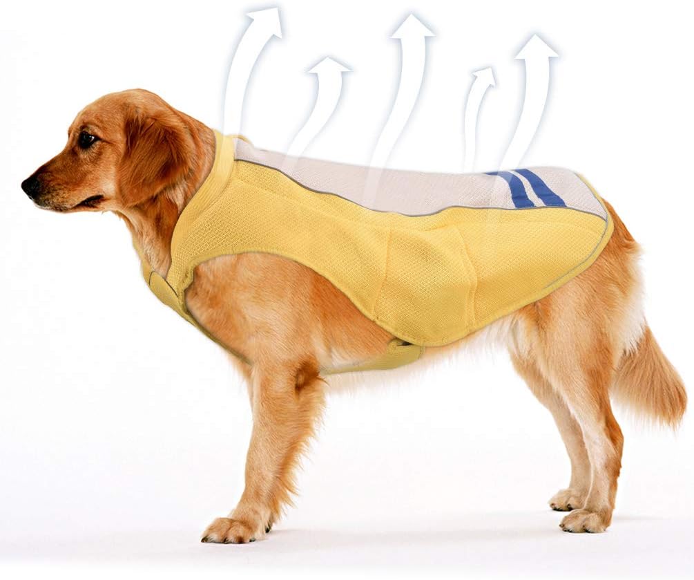 petacc Dog Cooling Vest Outdoor Dog Cooler Harness Breathable Pet Cooling Coat Sun-proof Dog Jacket, Suitable for Medium and Large Dogs (Yellow)