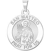 PicturesOnGold.com San Matteo Religious Medal - 3/4 Inch Size of a Nickel in Sterling Silver