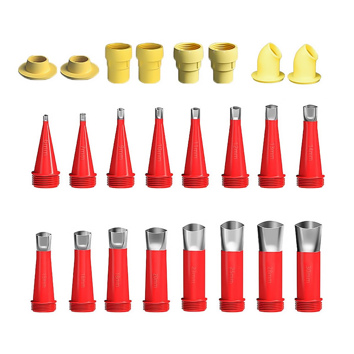 POFET Universal Integrated Rubber Nozzle Tool Kit, Reusable Stainless Steel Caulking Nozzle Set with Connection Base, Caulking Nozzle Applicator Kit for Kitchen Bathroom Brick Joint