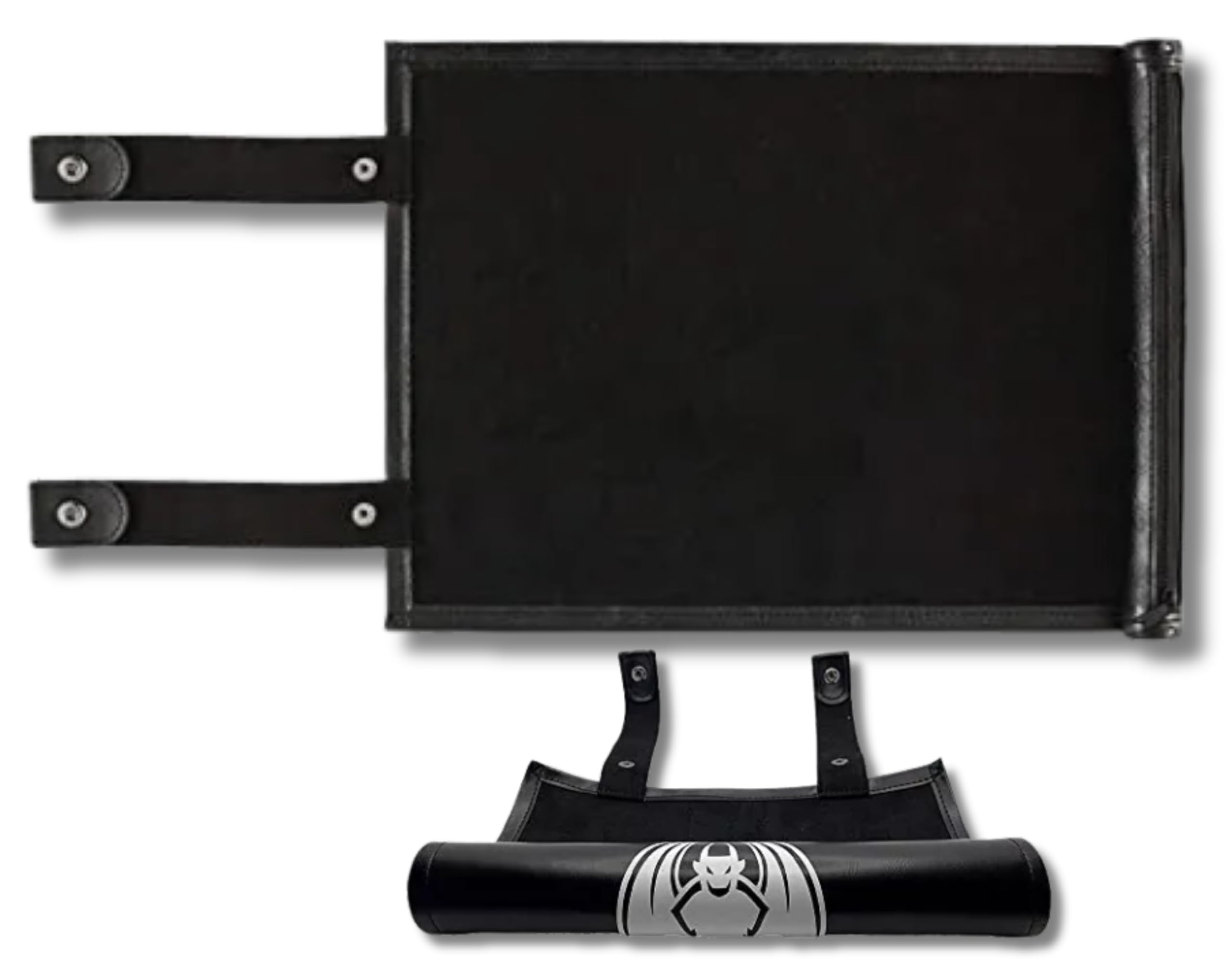 Grinning Gargoyle - DnD Portable Dice Scroll - Dice Storage Accessory - Scroll Rolling Trays - PU Leather Dice Tray Scroll Dice Bag - Rolling Mat Holds 12 Dice Set - TTRPG RPG MTG (Black)