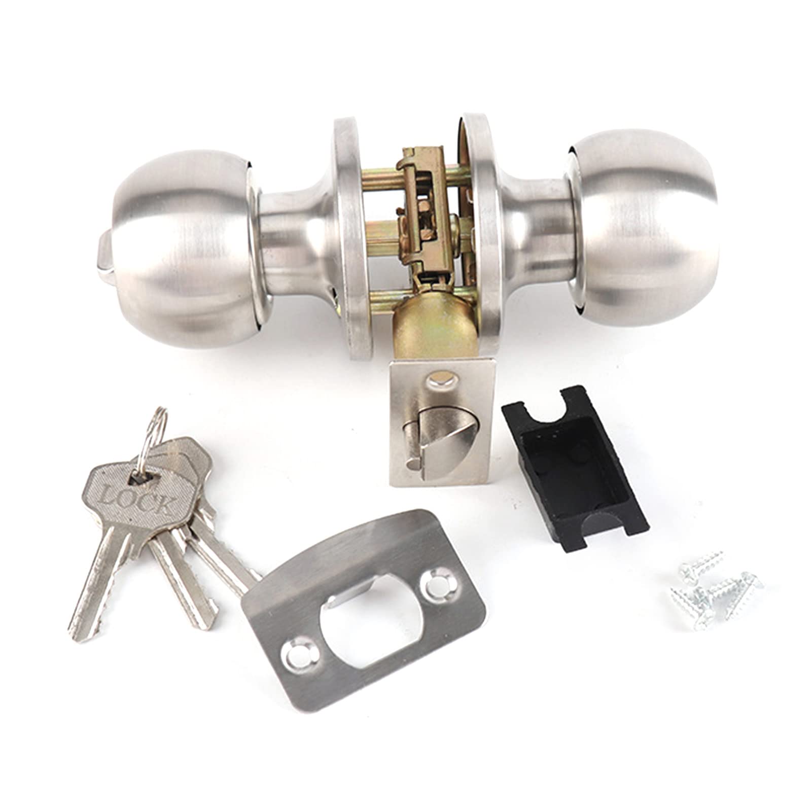 Stainless Steel Ball Door Knobs Set Tubular Lockset for Exterior Entry Door with 3 Pole Mechanism Prefab House Door Hardware