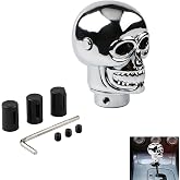 Fiknonk 1 PC Car Shift Knob, Skull Shifter Knob with Adjustable LED Eyes, Personalized Gear Shift Head with Adapters, Universal for Most Manual Cars, Trucks, SUVs (Red)
