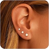 KELAIEN 3-5 Pairs Gold Stud Earrings for Women Trendy 925 Sterling Silver Stud Cartilage Earrings Hypoallergenic 14K Gold Plated Pearl Star Earring Sets for Multiple Piercing Cubic Zirconia Opal Jewelry