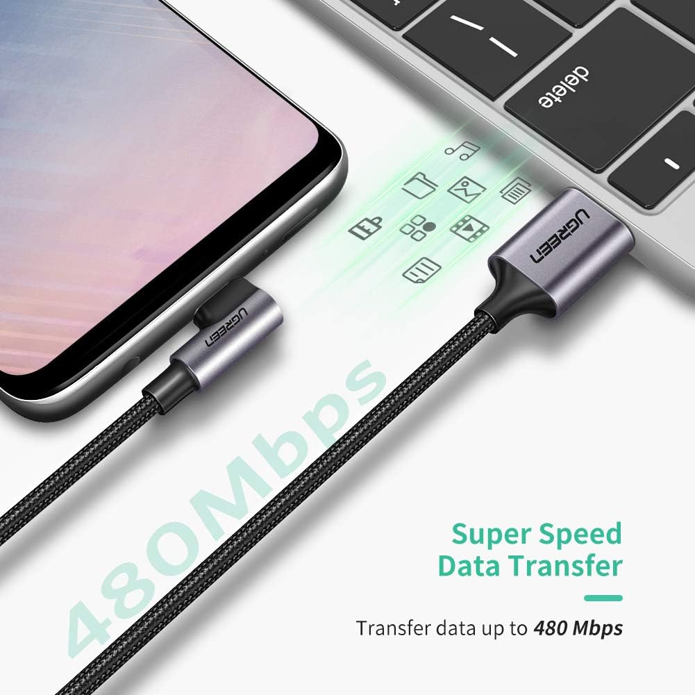 UGREEN USB A to USB C Cable 90 Degree 3A Right Angle USB C Charger Cable Fast Charging Compatible with iPhone 17/16/15 - Image 5