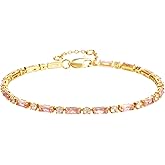 ORICHORE 18K Gold-Plated Purple/White Two-tone Cubic Zirconia Tennis Bracelet | Exquisite Gold Tennis Women's Bracelet