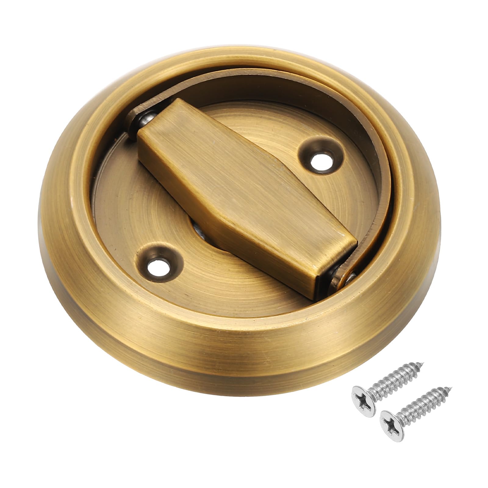 PATIKIL Recessed Sliding Door Pulls Handles 304 Stainless Steel Round Hidden Closet Finger Flush Knob with Screws for Door Drawer Wardrobe, Yellow Bronze — image 1