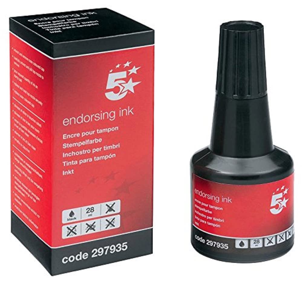 5 Star Office Endorsing Ink 28ml Black