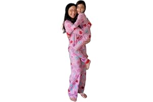 Seyurigaoka Mommy and Me Valentine's Day Pajamas Set Sweet Heart Print Matching Valentine Pjs for Mother Daughter Jammies