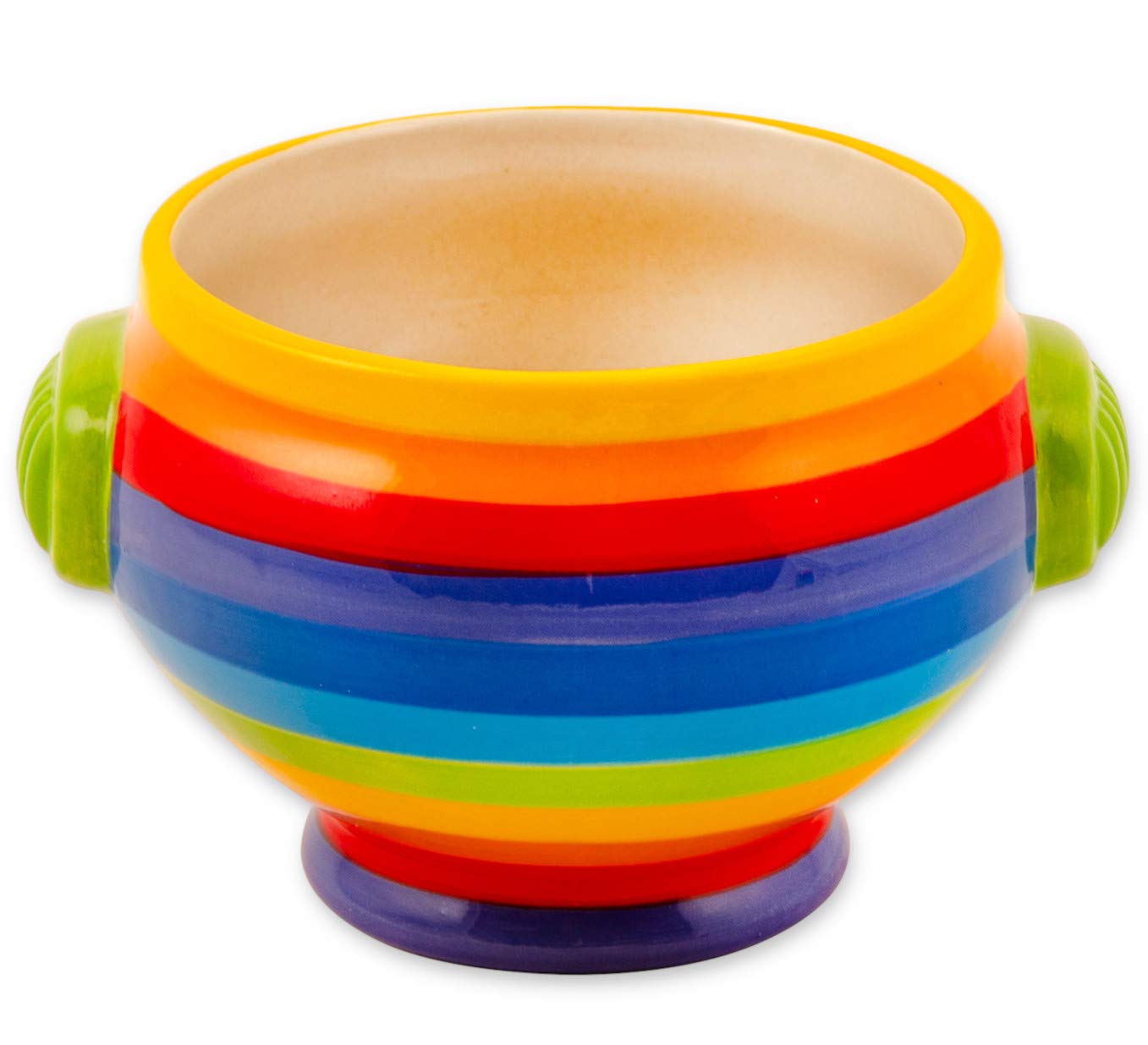 Hand Painted Rainbow Stripe Ceramic Soup Bowl (1)