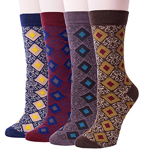 (4-5Pairs) Womens Vintage Style Cotton Winter Warm Crew Socks