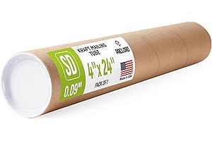 Paclord 4" x 24" Reinforced Kraft Paper Mailing Tube (Pack of 1) with 2 Caps