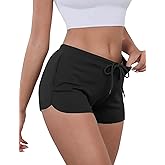 IECCP Sweat Shorts Women Comfy Workout Athletic Dolphin Shorts Low Rise Lounge Pajama Mini Shorts with Drawstring and Pockets