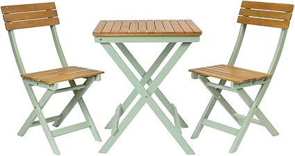 Charles Bentley Kingston Garden Furniture Patio Bistro Set For 2 Persons Folding Square Table Fsc Hardwood Cream Green Amazon De Garten