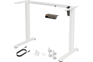 Claiks Standing Desk Frame, Electric Stand Up Desk Legs Frame Workstation Up to 63",C-Shaped Adjustable Standing Computer Desk for Home and Office, (White Frame only)