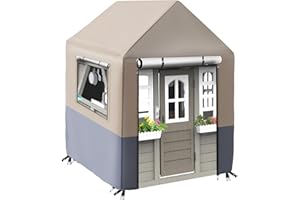 UUT Large Outdoor Playhouse Cover, 80" L X 55" W X 63" H, Outdoor Playhouse Cover Waterproof, Wooden Playhouse Cover with Side Zipper, Playhouse Cover for Large Playhouses Year-Round Protective Covers.