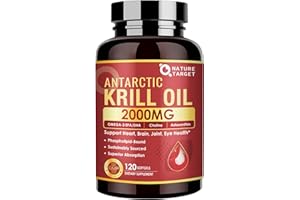 NATURE TARGET Krill Oil 2000 mg with Omega-3 EPA & DHA with Astaxanthin Supplement, Choline - Supports Heart, Brain, Join, Eye Health, Non-GMO, Gluten Free, 120 Softgels (60 Servings)