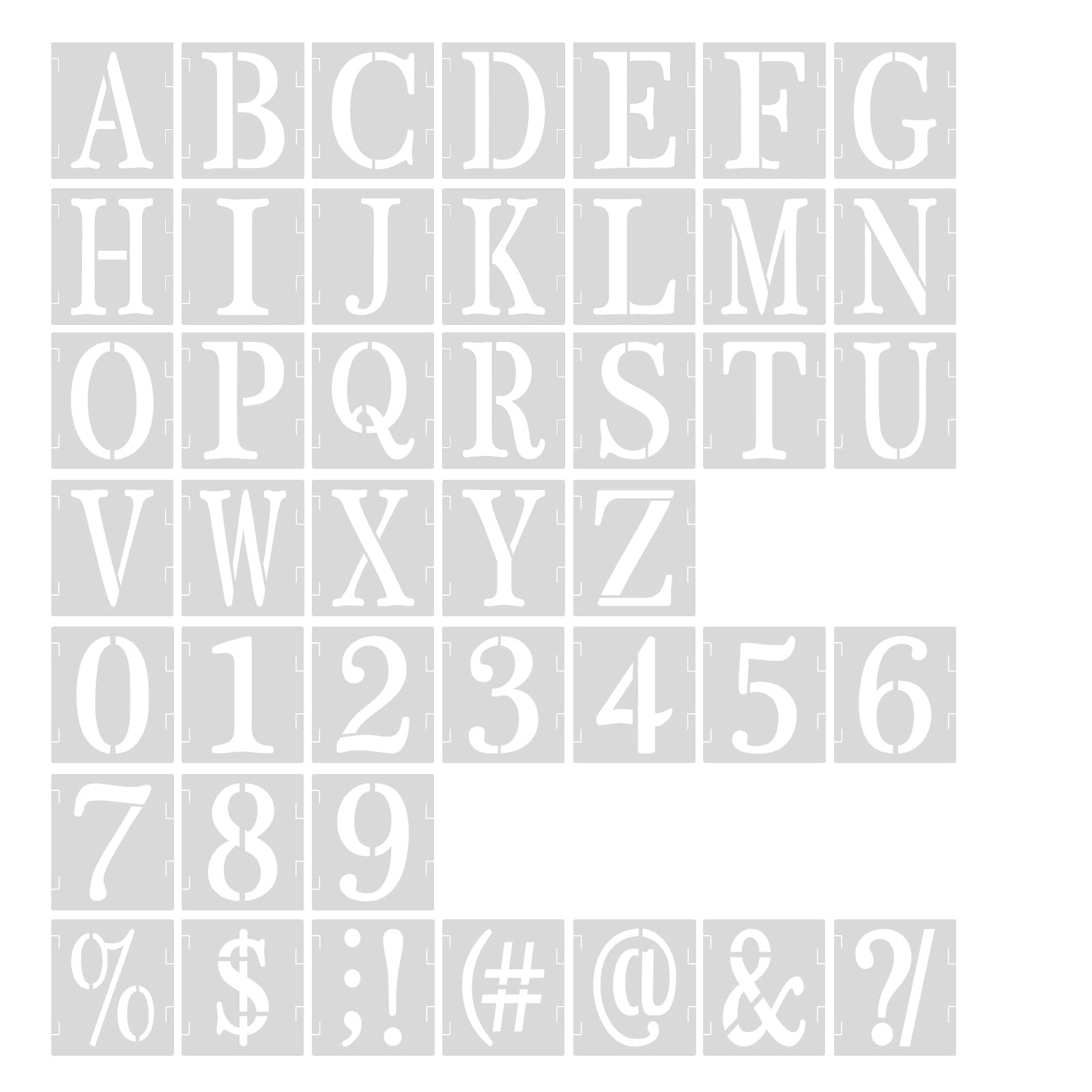 AIEX 43pcs 1 Inch Letter and Number Templates, Reusable Plastic Uppercase Alphabet Stencils with Punctuation Marks and Symbols for Scrapbook Painting DIY Craft