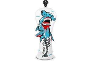 Big Crazy Golf Head Covers, Golf Club Covers Funny, Driver Headcovers, Golf Club Covers, Fairway Woods Head Covers, Hybrids Headcover, Putter Cover with Soft Lining for Golf Gift Hammerhead Sharks