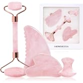 MERIDESSA Jade Roller & Gua Sha Set for Face – 4PCS Natural Facial Massage Tools Kit, Lymphatic Drainage Beauty Set for Depuf