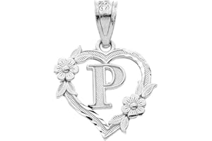 CaliRoseJewelry Sterling Silver Initial Heart Pendant for Women - Letter Pendant for Women