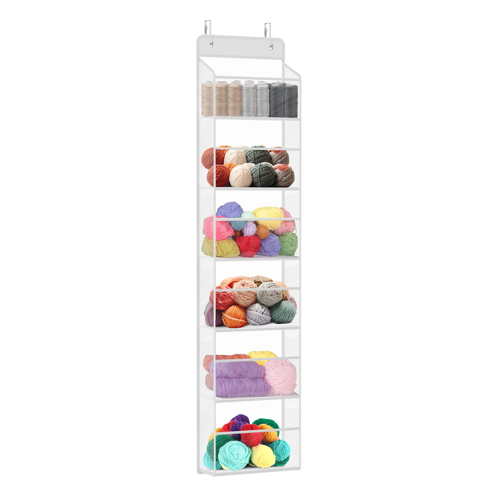 Univivi Hanging Organizer with 6 Shelves, Door Organizer with 6 Clear Compartments, 6 Storage Compartments, Back or Door, Storage Organizer for Bedroom, Living Room