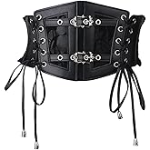 eYLun Womens Corset Belt Vintage Lace-up Elastic Waist Belt Rock Tied Corset Waspie Wide Belt for Halloween Costume