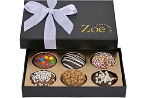 CRAVINGS BY ZOE Mothers Day Chocolate Covered Cookies Gift Basket | 6 Count | Kosher Milk & Dark Belgian Chocolate Gourmet Food Gift Box | Birthday, Thank You, Candy Gifting Men Women Him Her Mom