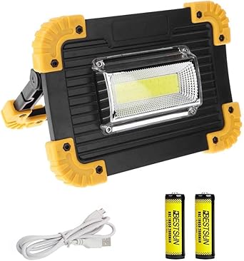 Foco LED 20W 1500lm Recargable, Luz de trabajo COB portátil, 3 ...