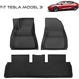 JFIEEI Floor Mats for Tesla Model 3 Waterproof, 3D Floor Liner Custom Fit 2017 2018 2019 2020 2021 Anti-Slip Lightweight Odor