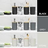 Anika 6 Piece Bathroom Accessory Set Black with Wood Accents view 7