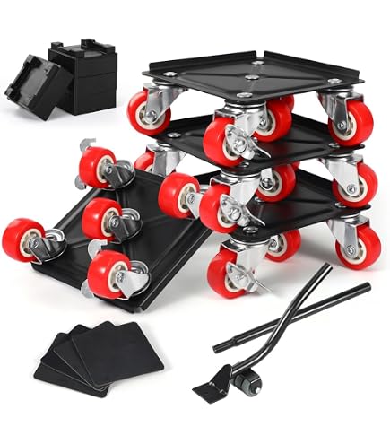Heavy Duty Vehicle Tire Wheel Dolly Set - Move Cars, Trucks, ATVs Easily (3000 Lb Capacity Per Dolly)
