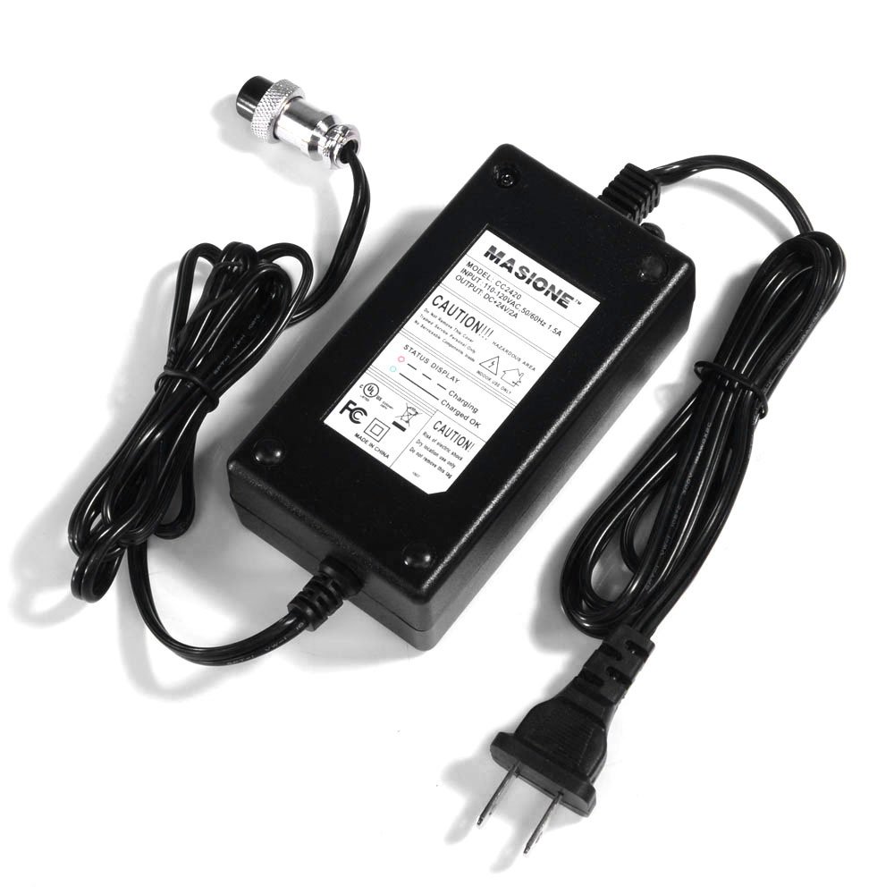 Masione 24 Volt 2A 48W Scooter Battery Charger for Razor Electric