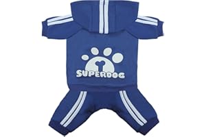 LONTEPET Dog Hoodie 4 Legs Jumpsuit for Small Dogs Puppy Clothes Dog Pullover Sweatshirt Cotton Doggie Winter Coat Cat Apparel(Small,Blue)