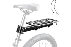WEEROCK Adjustable Universal Rear Bike Rack, Fits 20" 24" 26" 27.5" 29" Inch Bicycles, MTB, 30kg/66lbs Load Capacity Steel Bicycle Carge Rack, Easy Installation on Bicycle Seat Post
