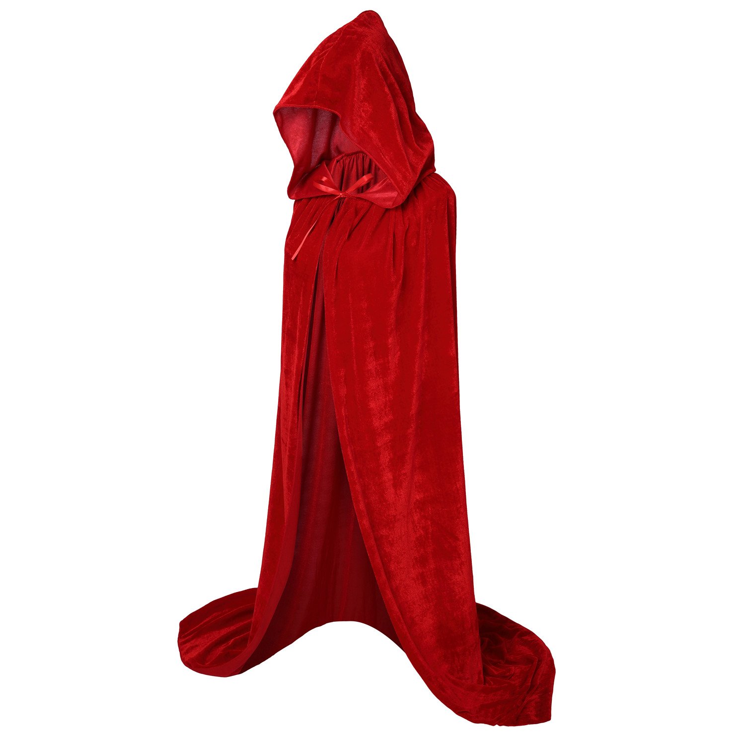 VGLOOK Full Length Hooded Cloak Unisex Adult Velvet Cape Cosplay Costumes 59" Red