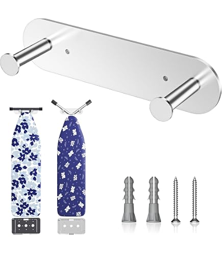 Soporte De Pared Para Tabla De Planchar - Acero Inoxidable, 2 Ganchos, Fácil Instalación