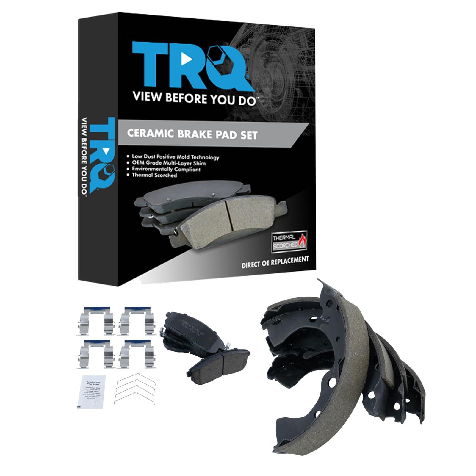 TRQ Front Rear Brake Pads Ceramic Compatible with 2001-2006 Nissan Sentra Image