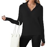 Womens Sweater V Neck Long Sleeve Zipper Casual Bussiness Fall Pollover Trendy Tops