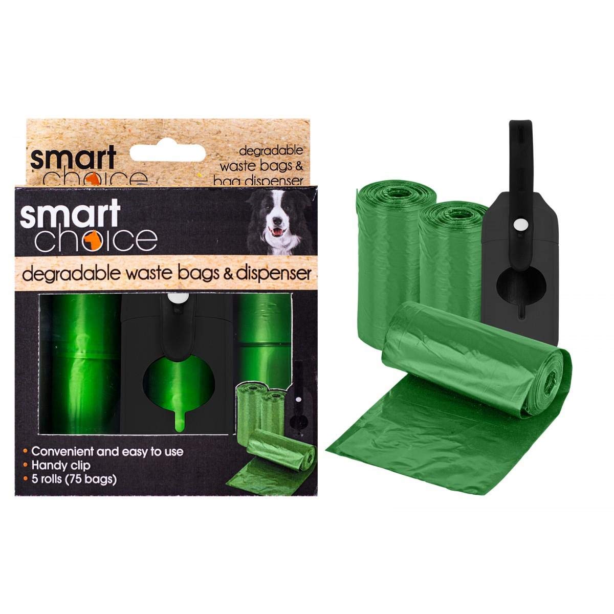 Smart Choice Poop Holder and Degradable Bags, Black, 0.177999 kg, 5-count