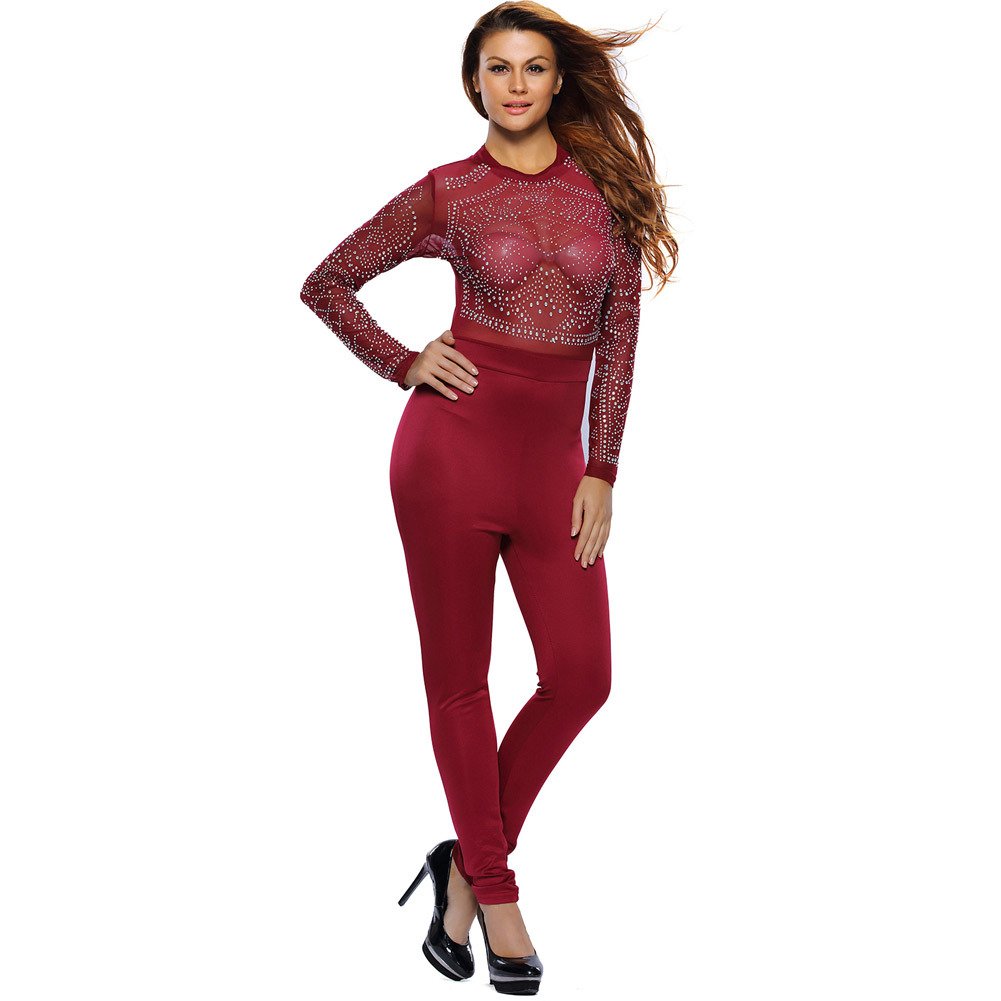 tight fitted red jumpsuit
