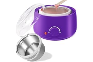 BESTIENOLY Professional Portable Wax Warmer Machine: Melts Hard Wax Beads for Body Face Hair Removal - with 14oz Wax Pot Adjustable Temperature Clear Lid (Purple)