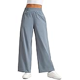 CRZ YOGA Stretch Wide Leg Casual Pants for Women 30" High Waisted Dress Work Water Resistant Travel Trousers