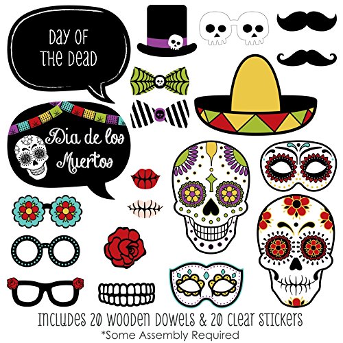 Big Dot of Happiness Day of the Dead - Halloween Sugar Skull Photo Booth Props Kit - 20 Count - //coolthings.us