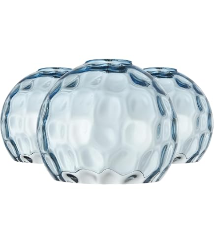 Clear Glass Shade Replacement – 8" Diameter With 1.65" Fitter, Gray Striped Globe For Ceiling Lights, Chandeliers & Wall Sconces (2-Pack)