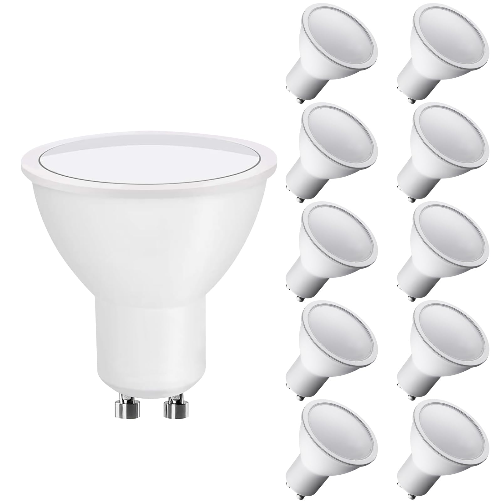 5W GU10 LED Bulbs Cool White - High 400lm Brightness - 50W Halogen Spotlight Equivalent - Wide 120° Beam Angle - Ideal for Kitchen, Bedroom and More [Energy Class F] (5W - Warm White - 3000K, 10 Pcs)