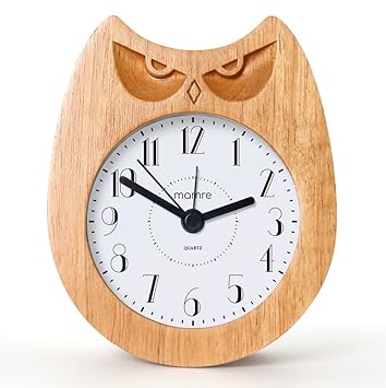 mamre Analog Holz Wecker Retro Uhr mit Dial Alarm Vintage Kunst Dekoration Dauerhafter Hölzerner Wecker ohne Ticken (Wütende 